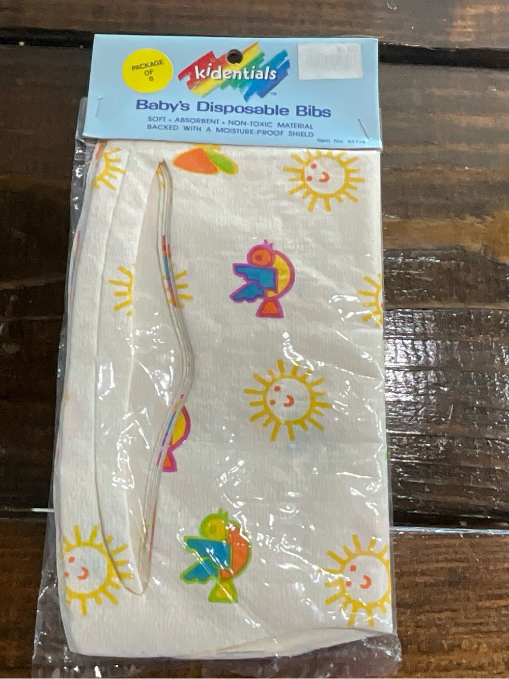Vintage 1987 Kidentials Baby Disposable Bibs Package of 8 NOS